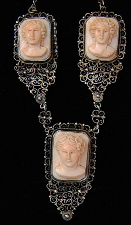 cameo necklace antique pallido rosa coral rare amazing