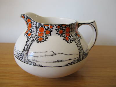 ART DECO CROWN DUCAL ORANGE TREE SQUAT CREAM JUG Antique Price Guide