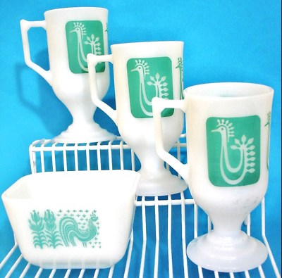 Vintage Pyrex Milk Glass Irish Coffee Footed Mugs Antique Price