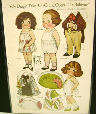 VINTAGE DOLLY DINGLE PAPER DOLLS UNCUT C 1921 LA BOHEME Antique