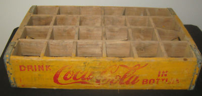 Vintage Yellow Coca Cola Bottle Wooden Crate Antique Price Guide