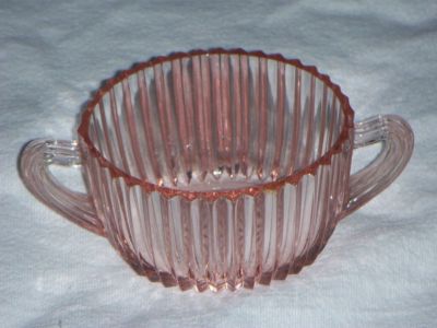 Vintage Pink Ribbed Glass Sugar Bowl Antique Price Guide Details Page