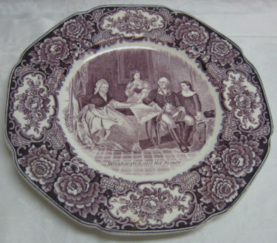 Antique George Washington Plate Crown Ducal Plum Color