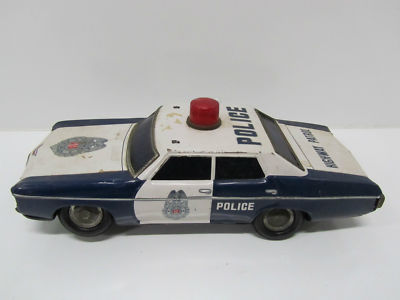 Chevy Large Japanese Tin Toy Highway Patrol Police Car Battery