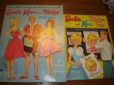 Vintage Barbie Ken Paper Dolls Sets Plus Sticker Book