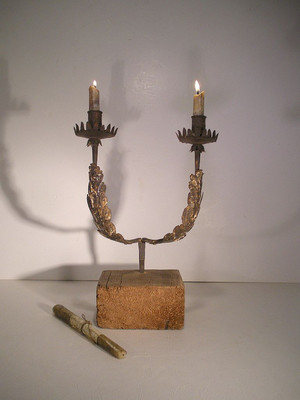 Aafa Th C Wrought Iron Double Candle Sconce Antique Wall Sconce