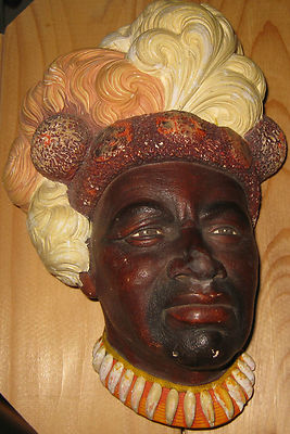 Vintage Bossons Head Chaka Zulu Warrior King Mask Chalkware Wall