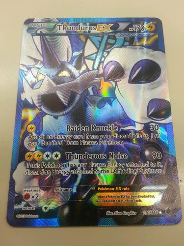 Pokemon THUNDURUS EX FULL ART PLASMA FREEZE NM 110 116 Secret Rare