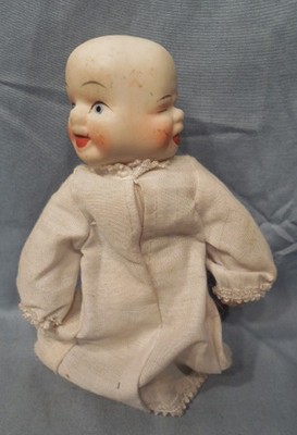 Antique Bisque Head Three Faced Doll Cloth Body No Reserve