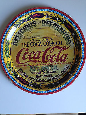 Vintage Orginal Coca Cola Metal Delicious And Refreshing Round Tray