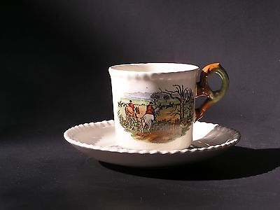 COPELAND SPODE DEMITASSE CUP SAUCER FOX HUNT THE LAST DRAW THE