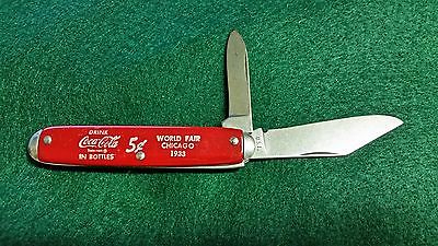 Coca Cola 1933 Worlds Fair Chicago Knife 2 Blade Made In U S A Coke