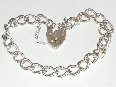 Vintage Silver Curb Bracelet With Padlock Hallmarked Birmingham