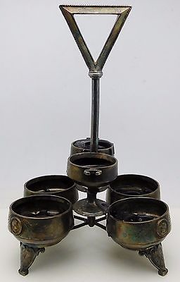 Antique Meriden Silver Plate Cruet Castor Stand Medallion Antique