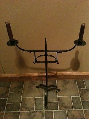 Primitive Black Iron Double Candle Holder Antique Price Guide