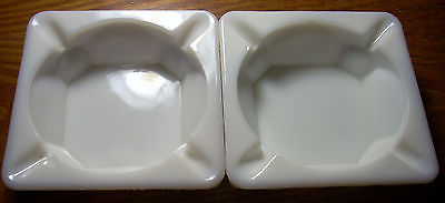 Vintage Westmoreland White Milk Glass Beaded Paneled Square Ash Trays