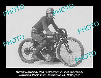 Old Large Historic Photo Of Harley Davidson Peashooter Motorcycle