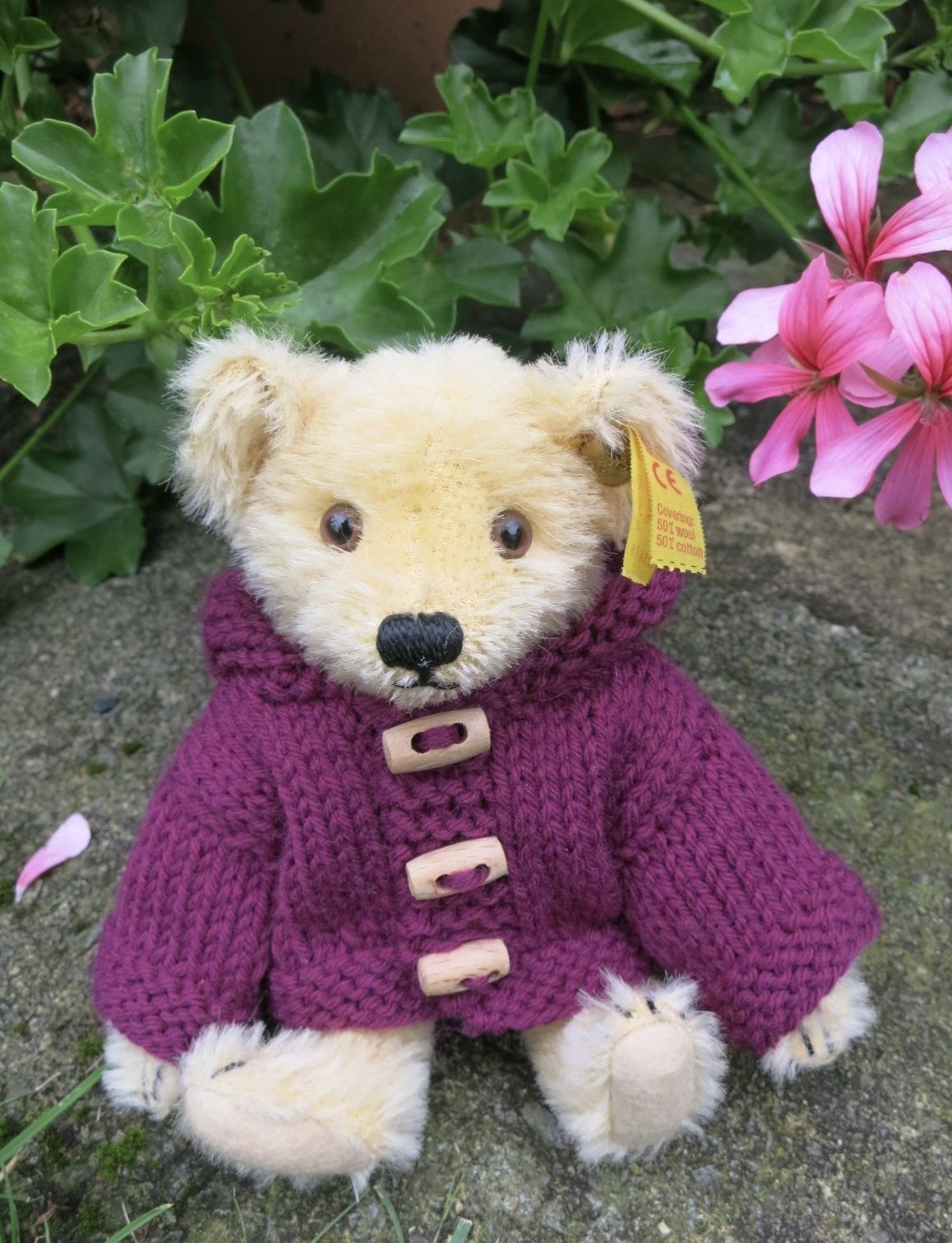 Teddy Clothes New Hand Knitted Duffle Coat To Suit Bear Or Cm