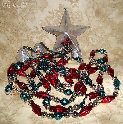 Antique Feather Tree Garland Glass Strand Christmas Star Ornament Lot