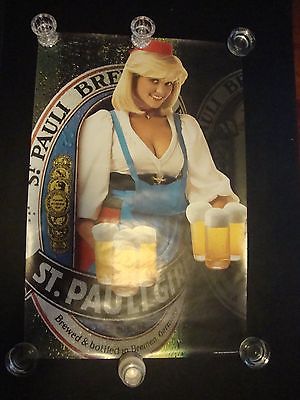 ST PAULI GIRL Vintage 1985 Poster German Beer 31 7 8 X 21 Antique