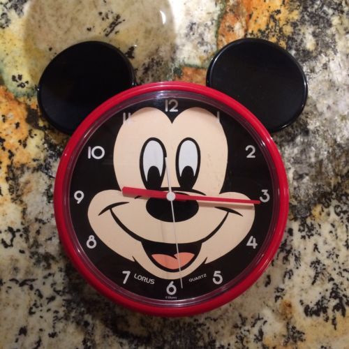 Vintage Lorus Mickey Mouse Wall Clock With Ears Disney Antique