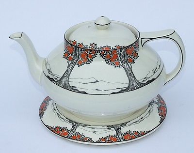 Crown Ducal Orange Tree Tea Pot Teapot Stand Antique Price Guide