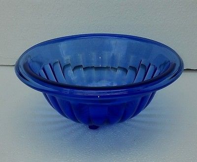 Vintage Hazel Atlas Cobalt Blue Pillar Optic Rib Nesting Mixing Bowl