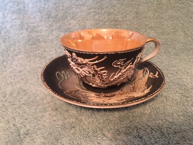 Dragonware Cup Saucer Moriage Lusterware Occupied Japan Fairyland