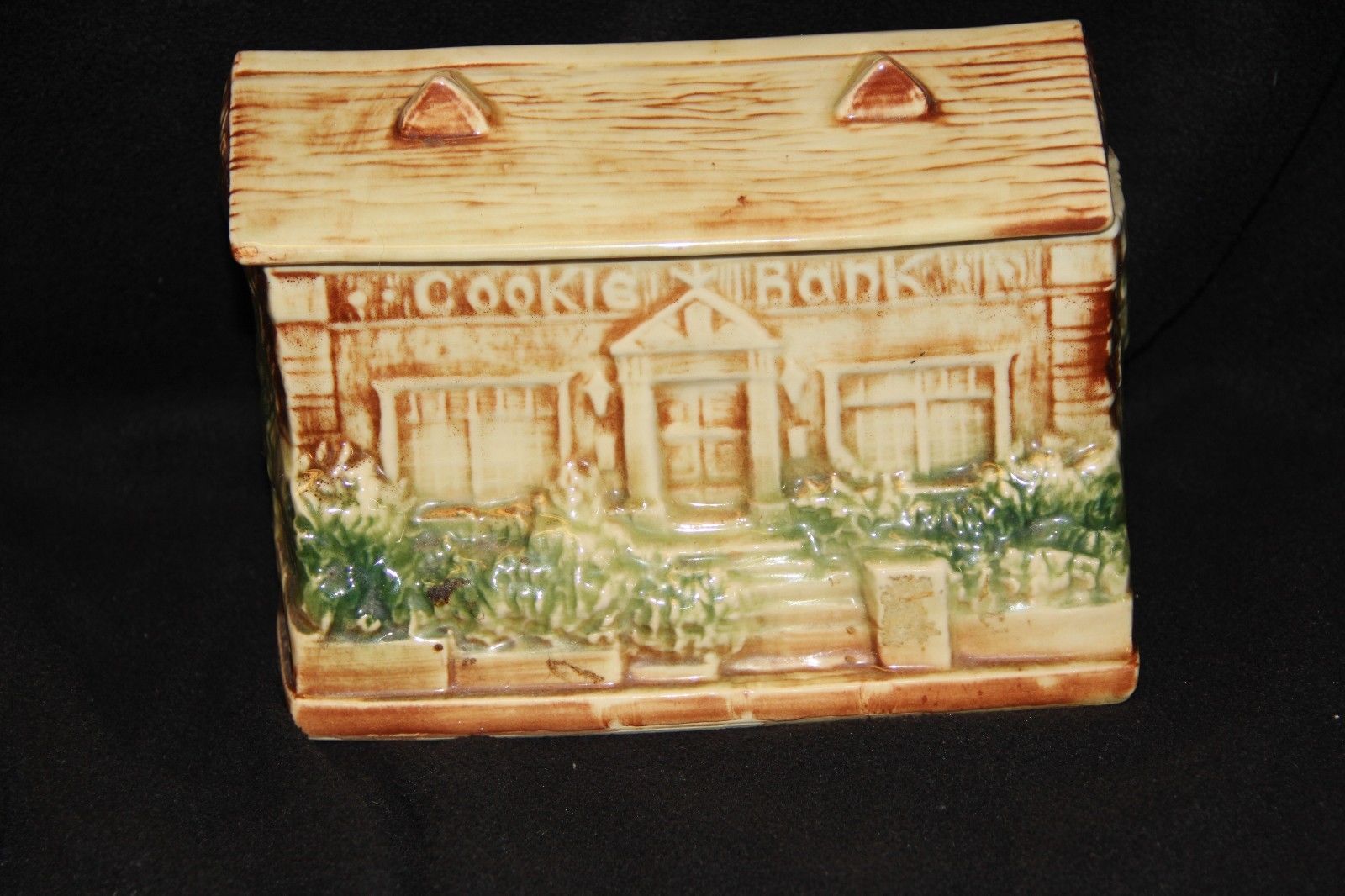 Vintage Original Mccoy Cookie Bank Cabin Shaped Cookie Jar Combo Usa