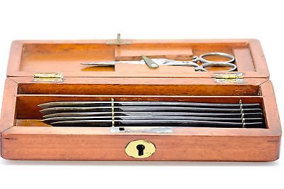 ANTIQUE S MAW SON LONDON THOMPSON CASED SCALPEL SURGEON SET C1870