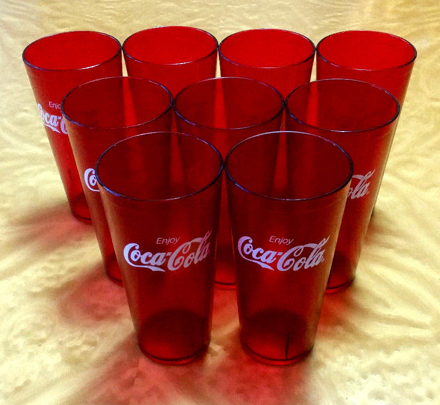 Coca Cola Textured Tumbler Glass Coke Red Plastic Cups X Oz