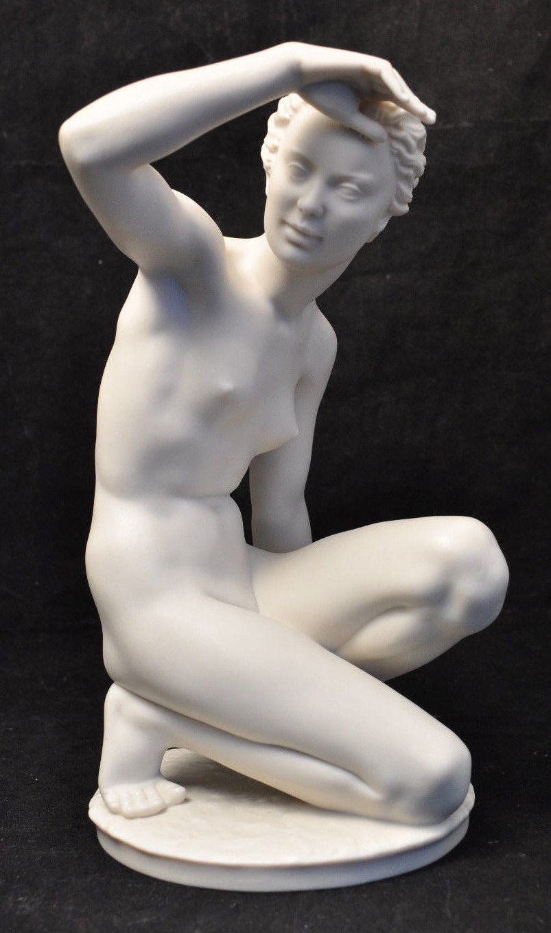 Vtg Hutschenreuther Art Deco Kneeling Nude Woman Figurine Germany