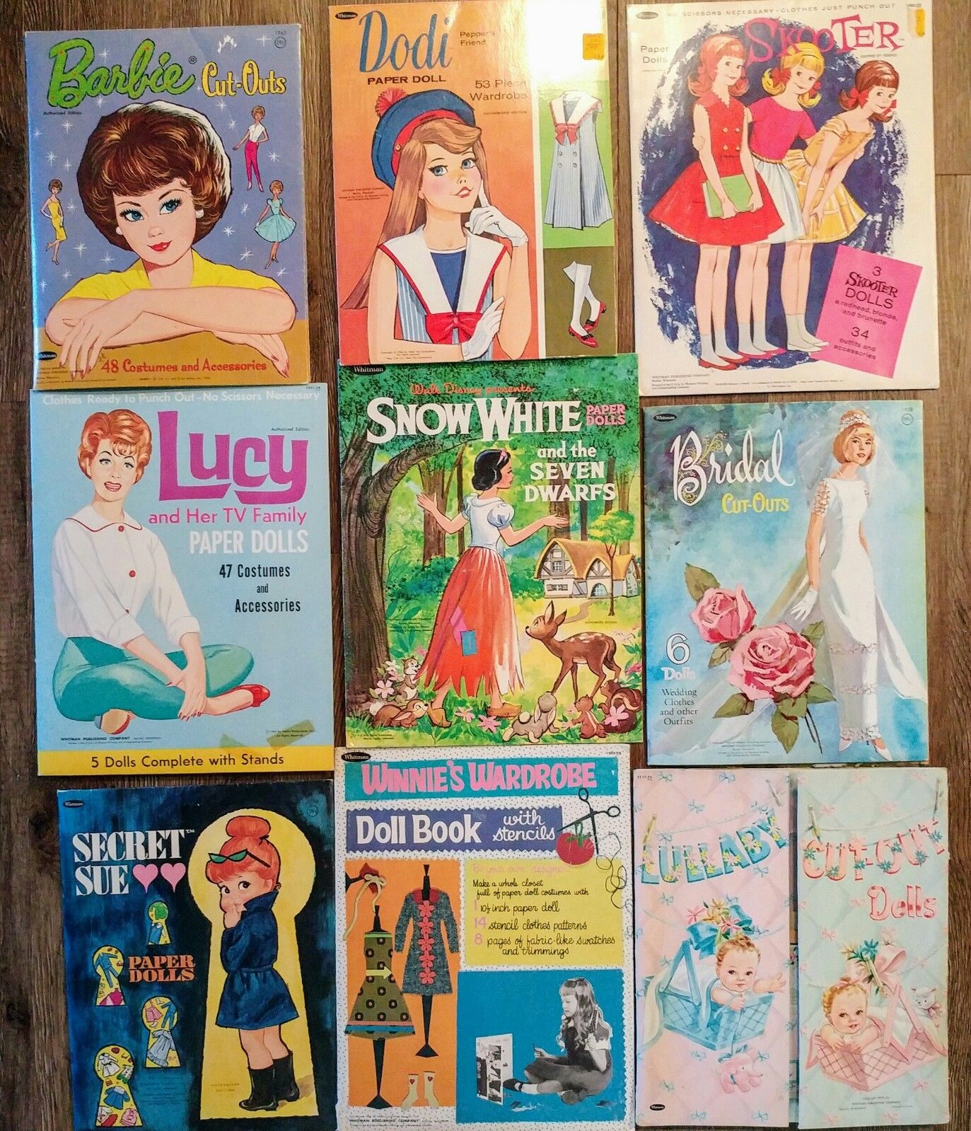 Vtg Lot Paper Doll Books Barbie Snow White Bridal Skooter Dodi Lucy