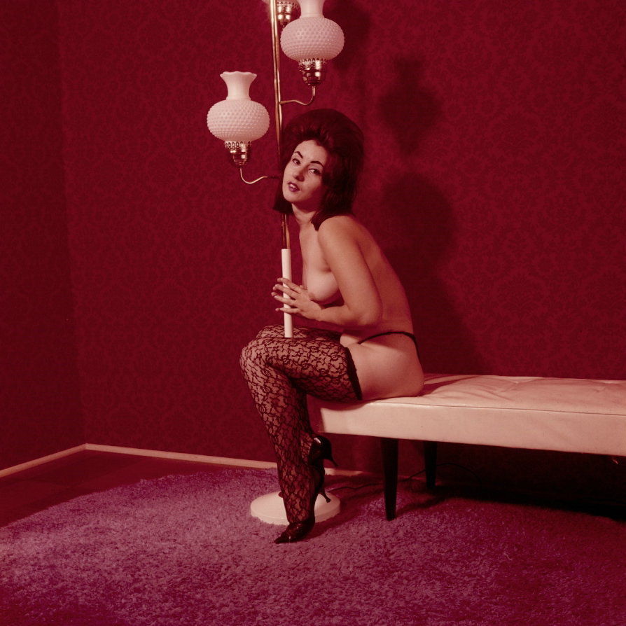 Vintage PINUP Color Transparency 1960s SEXY BRUNETTE Nylons Nudes