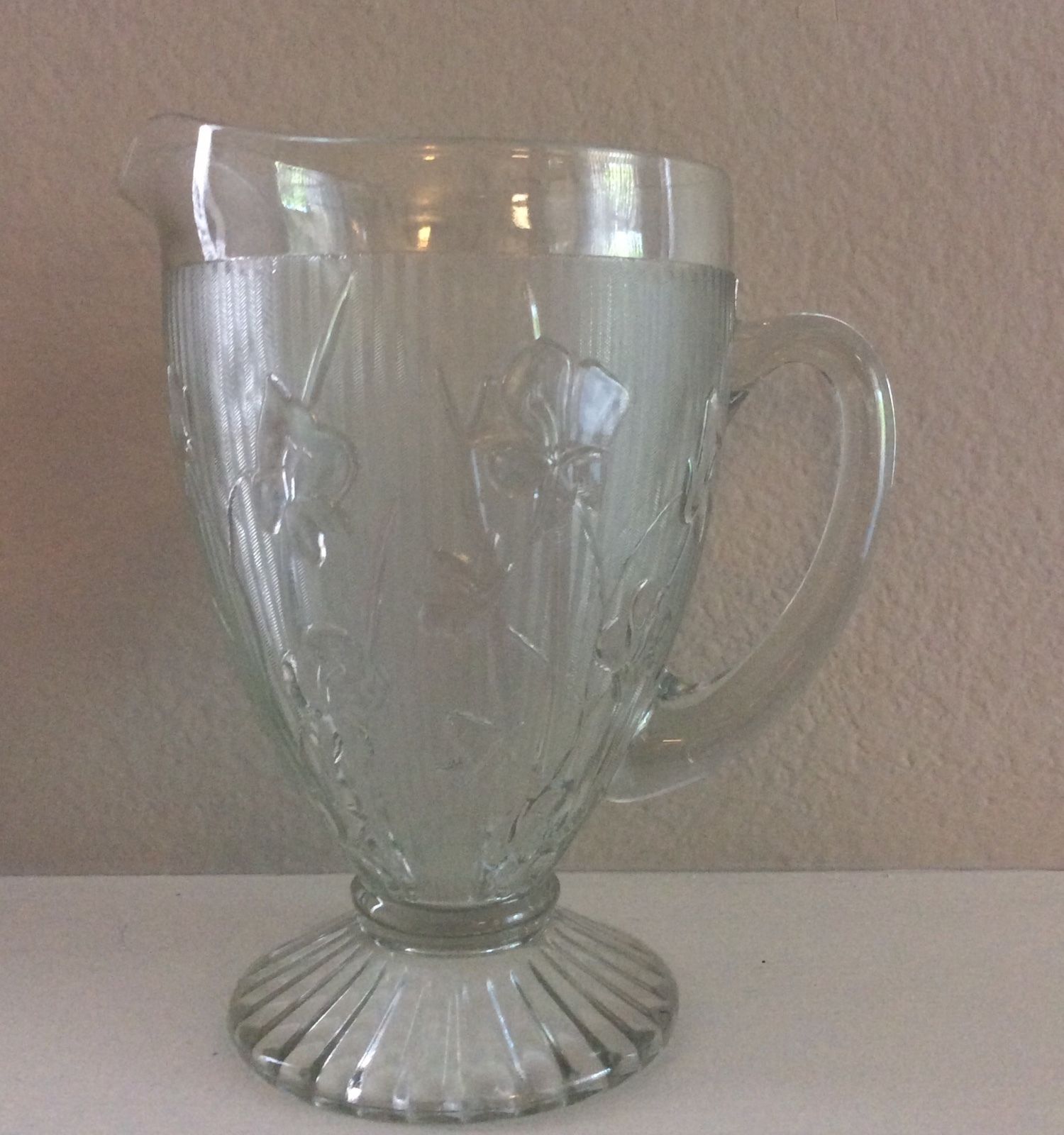 Iris Herringbone Depression Glass Pitcher Jeanette Antique Price