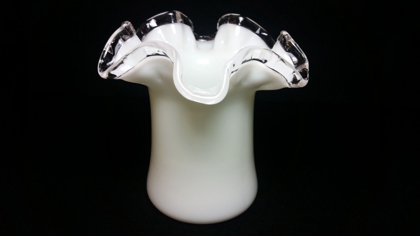 Fenton Silver Crest White Milk Glass Top Hat Vase Antique Price