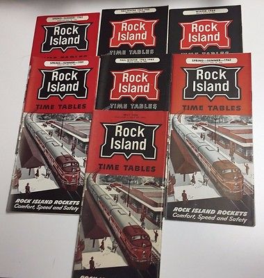 7 PIECE ROCK ISLAND RAILROAD TIMETABLE COLLECTION Antique Price