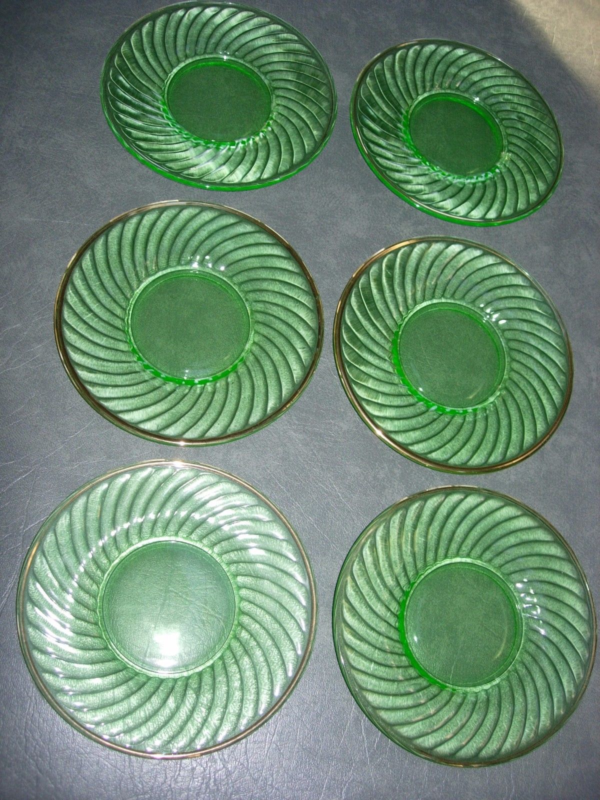 Matching Anchor Hocking Green Depression Glass Dessert Salad Plates