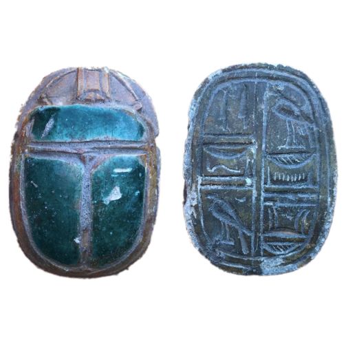 Rare Ancient Egyptian Authentic Carved Glazed Scarab Bead Seal B C