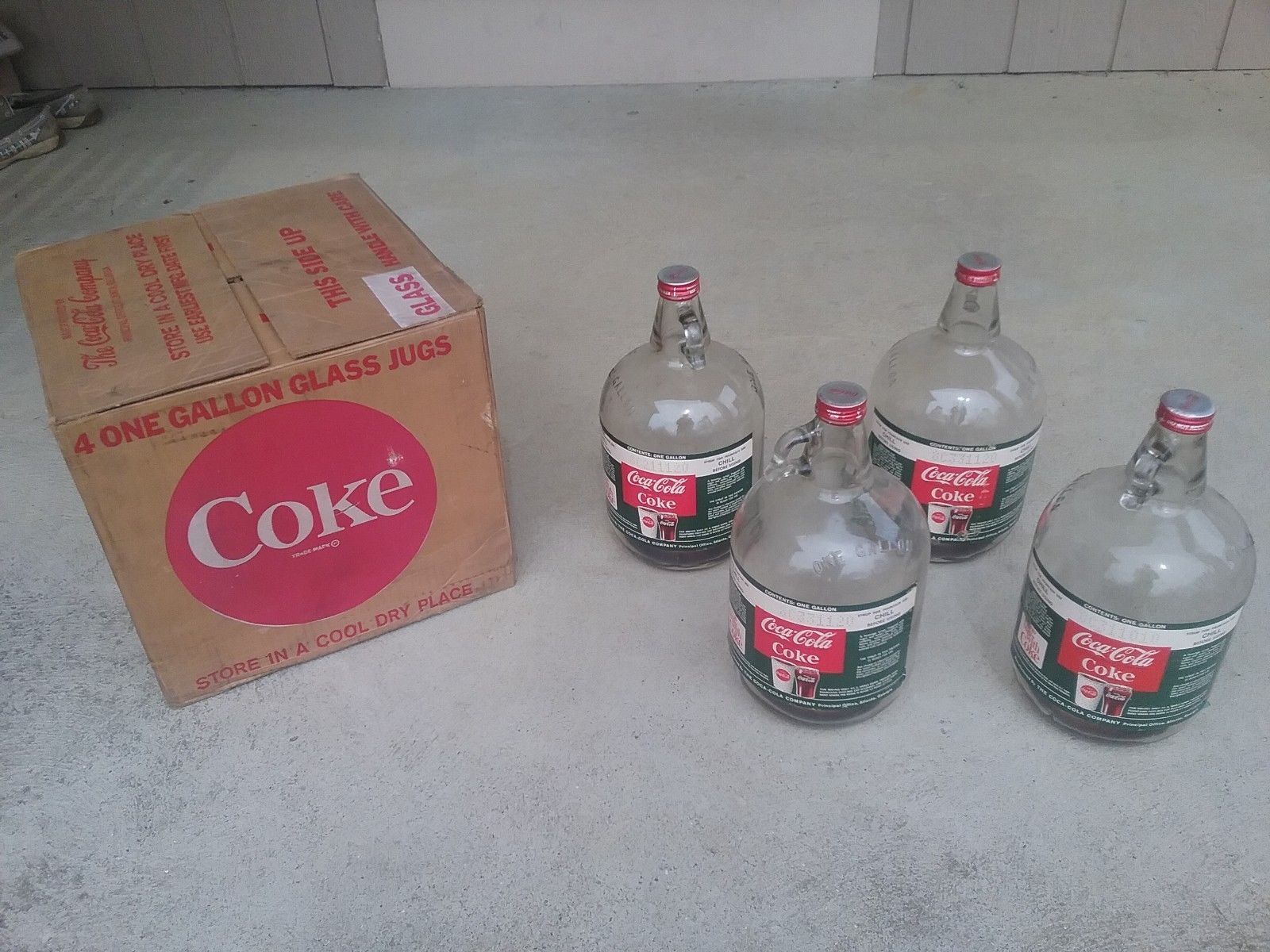 Vintage Coca Cola Syrup Bottles One Gallon Glass Jugs W Lids And