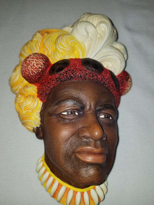 Vintage BOSSONS Chalkware Head CHAKA ZULU WARRIOR KING Wall Hanging