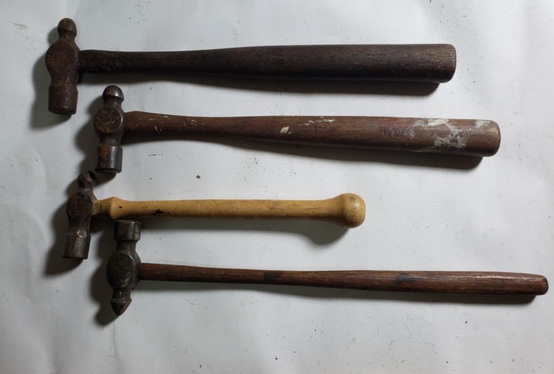 Lot Of Vintage Ball Peen Hammers Small Stanley Plumb Antique Tools