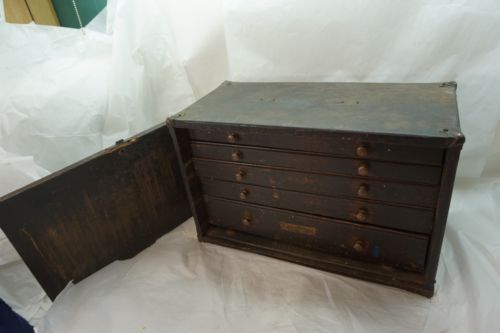 Vintage Machinist Tool Box With Tools Drawer Micrometers Clamps