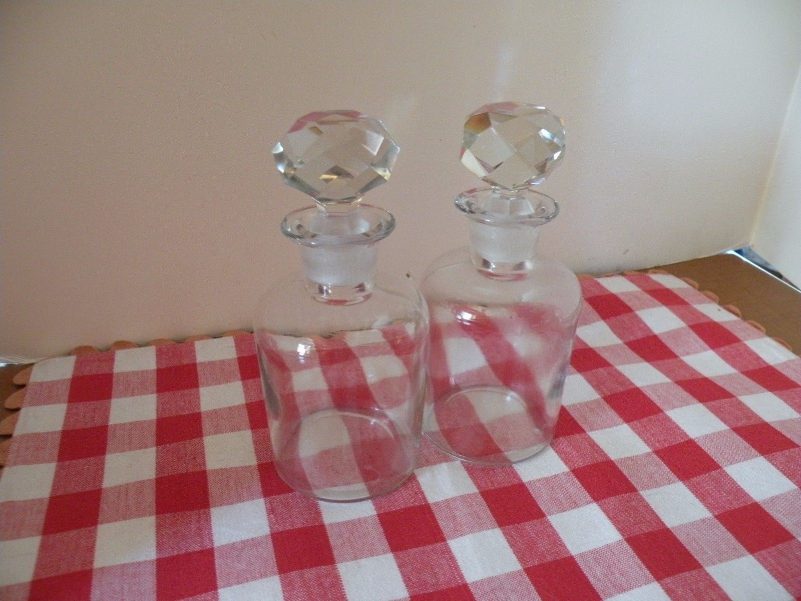 Vintage Clear Glass Apothecary Bottles Perfume Bottles TWO Antique