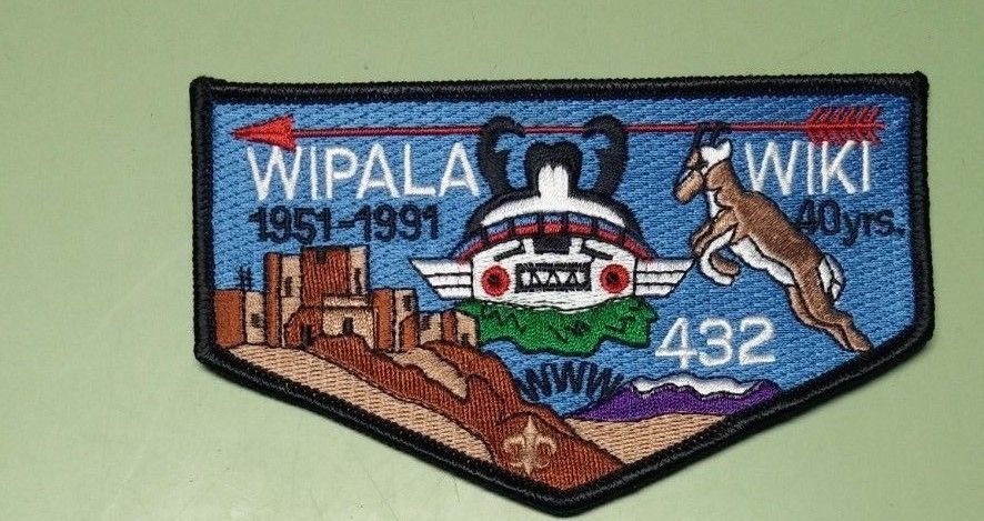 BSA OA Wipala Wiki Lodge 432 Flap Patch 40th Anniv S22 Antique