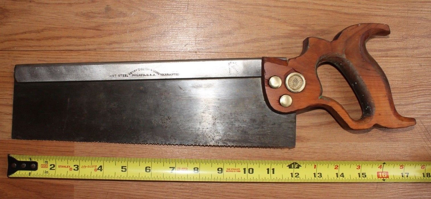 Vintage Henry Disston Sons Backsaw Long Blade Tpi Antique