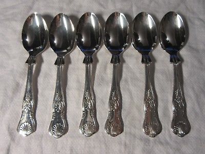 6 X Vintage Kings Pattern TEA SPOONS Sheffield Silver Plate SUPERB