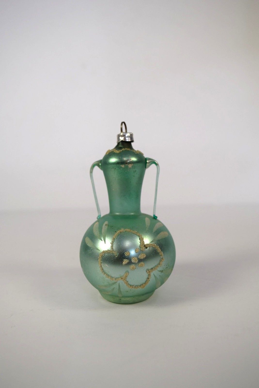 Vintage West Germany Hand Blown Glass Ornament Jar Shape Green 3 1 2