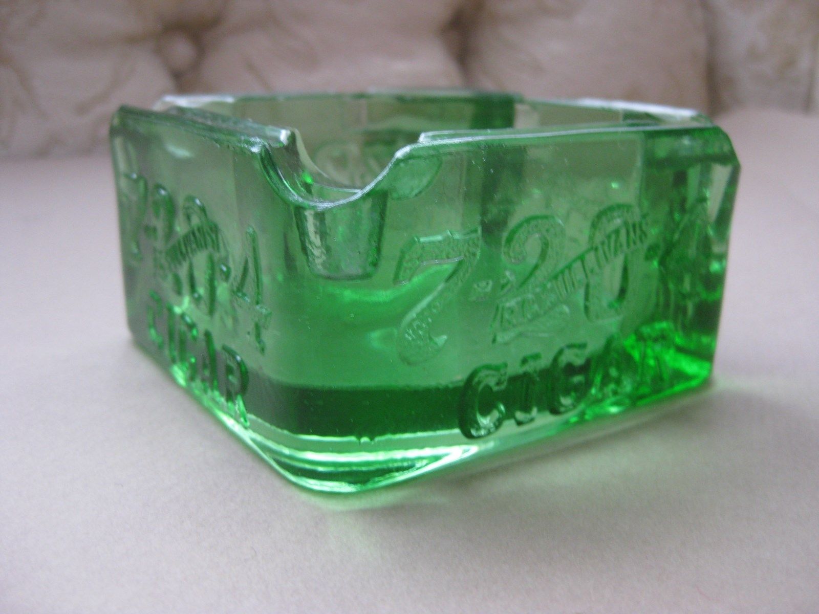 Rare Green Depression Glass R G Sullivan Cigar Ashtray