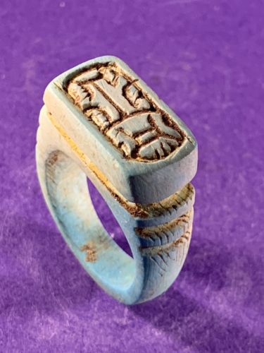 BEAUTIFUL CIRCA 715 332BCE ANCIENT EGYPTIAN FAIENCE SEAL RING